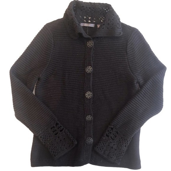 LIZ CLAIBORNE Chunky Cable Knit Crochet Cut Out Sweater - Picture 1 of 13